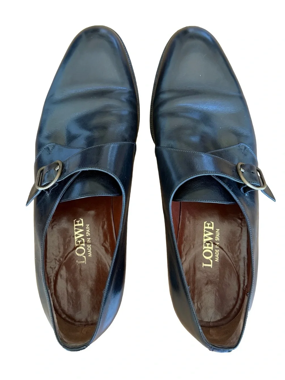 Loewe Black Leather Single Monk Strap Dress Shoes EU 44 US 11 Spain